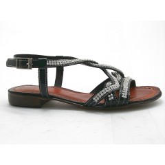 450255-Sandalo con strass in vernice nero