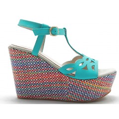 460285-Sandalo charleston con zeppa multicolor in pelle turchese