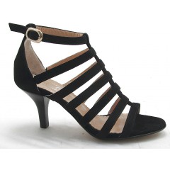 0503a222-Scarpa aperta con listini in camoscio nero