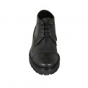 Zapato alto al tobillo para hombre con cordones y decoraciones Brogue en piel negra - Tallas disponibles:  36, 46, 47