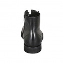 Man's laced ankle boot with zipper and captoe in black leather - Available sizes:  47
