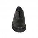 Men's laced Oxford shoe with Brogue decorations in black leather - Available sizes:  46