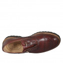 Men's laced Oxford shoe with Brogue decorations in brown leather - Available sizes:  47, 50