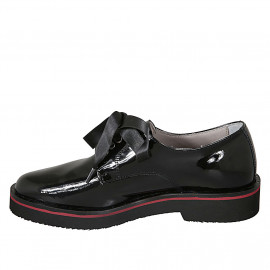 Zapato derby con cordones para mujer en charol negro tacon 3 - Tallas disponibles:  32 2