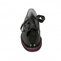 Woman's laced derby shoe in black patent leather heel 3 - Available sizes:  32, 43
