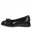 Ballerine avec chaîne pour femmes en cuir brossé noir talon compensé 3 - Pointures disponibles:  32