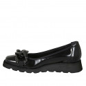 Woman's ballerina shoe with chain in black brush off leather wedge heel 3 - Available sizes:  32, 33, 43
