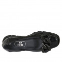 Ballerine avec chaîne pour femmes en cuir brossé noir talon compensé 3 - Pointures disponibles:  32
