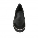Chaussure pour femmes en cuir et daim noir avec elastiques talon compensé 4 - Pointures disponibles:  34, 44