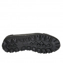 Woman's highfronted shoe in black leather and suede with elastic bands wedge heel 4 - Available sizes:  34