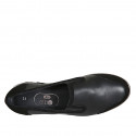 Woman's highfronted shoe in black leather and suede with elastic bands wedge heel 4 - Available sizes:  34