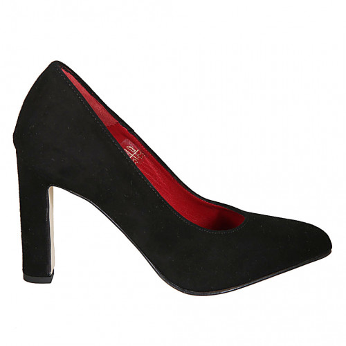 Women's pump shoe in black suede heel 9