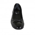 Woman's ballerina shoe with bow in black patent leather heel 1 - Available sizes:  42