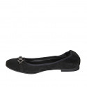 Woman's ballerina shoe with accessory in black suede heel 1 - Available sizes:  43