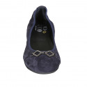 Woman's ballerina shoe with accessory in blue suede heel 1 - Available sizes:  42