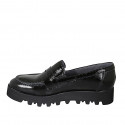 Woman's loafer in black patent leather wedge heel 4 - Available sizes:  43, 44, 45