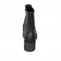 Woman's ankle boot with zipper and accessory in black leather heel 6 - Available sizes:  42, 45