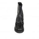 Woman's ankle boot with zipper and accessory in black leather heel 6 - Available sizes:  42, 45