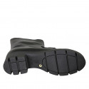 Woman's ankle boot with zipper and accessory in black leather heel 6 - Available sizes:  42, 45