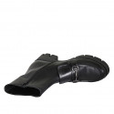 Woman's ankle boot with zipper and accessory in black leather heel 6 - Available sizes:  42, 45