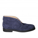 Men's laced ankle shoe in blue suede - Available sizes:  50