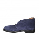 Men's laced ankle shoe in blue suede - Available sizes:  50