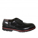 Chaussure derby à lacets pour hommes en cuir brossé noir - Pointures disponibles:  47, 49