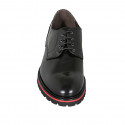 Zapato derby para hombre con cordones en piel cepillada negra - Tallas disponibles:  49