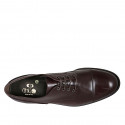 Men's laced derby shoe with captoe in brown leather - Available sizes:  47, 50