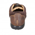 Chaussure pour hommes avec lacets et semelle amovible en cuir brun clair et daim marron - Pointures disponibles:  49