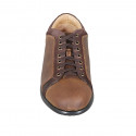 Chaussure pour hommes avec lacets et semelle amovible en cuir brun clair et daim marron - Pointures disponibles:  49