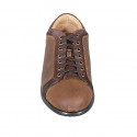 Zapato para hombres con cordones y plantilla extraible en piel brun claro y gamuza marron - Tallas disponibles:  49