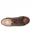 Men's laced shoe with removable insole in tan brown leather and brown suede - Available sizes:  49