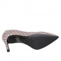 Zapato de salon para mujer en gamuza imprimida gris pardo tacon 9 - Tallas disponibles:  32, 43