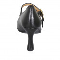Woman's pump with straps in black leather heel 8 - Available sizes:  43
