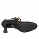 Zapato de salon con cinturones en piel negra tacon 8 - Tallas disponibles:  43