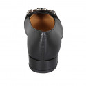 Mocasin à bout pointu pour femmes avec accessoire en cuir noir talon 3 - Pointures disponibles:  32