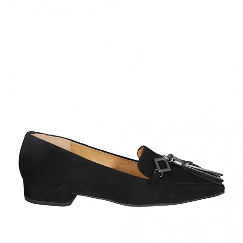 ﻿Woman's mocassin in black suede with...
