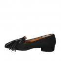 Mocassin pour femmes en daim noir avec glands talon 3 - Pointures disponibles:  32, 45