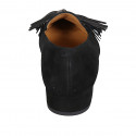 Mocassino da donna in camoscio nero con nappine tacco 3 - Misure disponibili: 32, 45