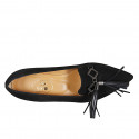 ﻿Woman's mocassin in black suede with tassels heel 3 - Available sizes:  32, 45