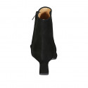 Botines para mujer con cremallera y cadena en gamuza negra tacon 6 - Tallas disponibles:  32