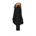Woman's ankle boot with zipper and chain in black suede heel 6 - Available sizes:  43
