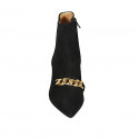Stivaletto da donna con cerniera e catena in camoscio nero tacco 6 - Misure disponibili: 32