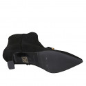 Bottines pour femmes avec fermeture eclair et chaîne en daim noir talon 6 - Pointures disponibles:  43