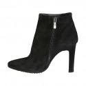 Woman's pointy ankle boot with zipper in black suede heel 10 - Available sizes:  32