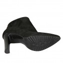 Botines a punta para mujer con cremallera en gamuza negra tacon 10 - Tallas disponibles:  32
