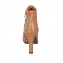 Botines a punta para mujer con cremallera en piel brun claro tacon 10 - Tallas disponibles:  43