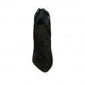 Botines a punta para mujer en gamuza negra con cremallera posterior tacon 10 - Tallas disponibles:  34, 42