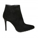Bottines à bout pointu pour femmes avec fermeture éclair en daim noir talon aiguilles 10 - Pointures disponibles:  31, 32